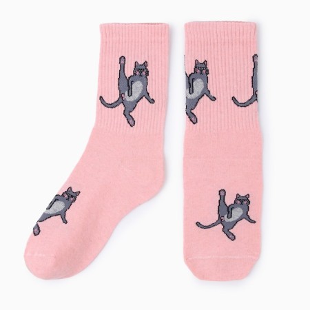 Socks "cat", pink color, size 36-40
