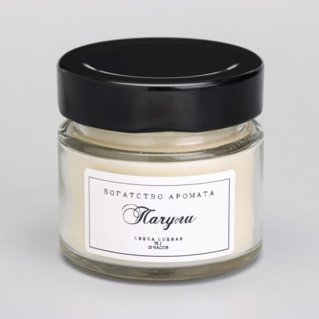 Aromatic candle made of soy wax in a bank, 75 g, patchouli-4