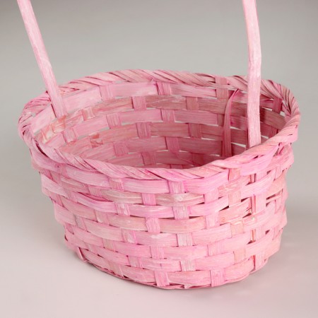 Wicker basket, 21x15x10xh38cm, pink, bamboo-1