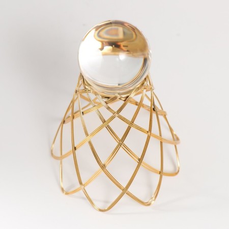 Interior metal souvenir, glass "ball and web" d = 5 cm gold 10.5x10.5x15 cm-1