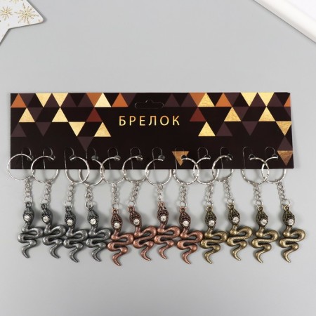 Metal keychain "Snake with rhinestones" mix 5.5x2 cm-4