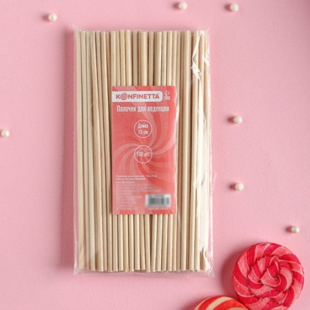 Sticks - dowels for candies, set of 100 pcs, 15 × 0.3 cm, birch-2