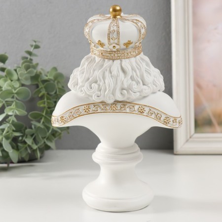 Souvenir Polystone "Bust. King" White with gold 9x14x22.5 cm-2