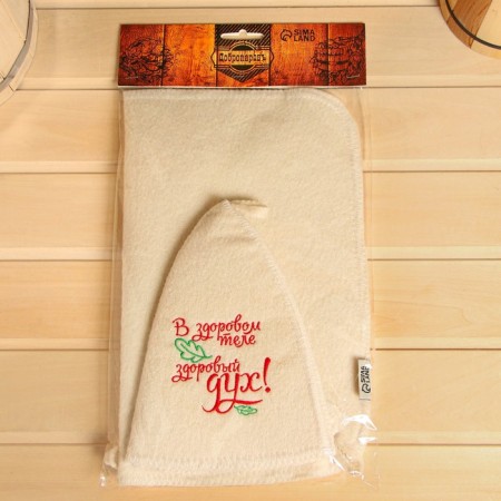 Set for the bath "Healthy mind" hat, rug, mitten-6