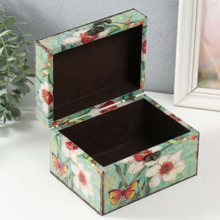 Casket tree "Narcishes, hummingbirds and butterflies" 16x12x10 cm-2