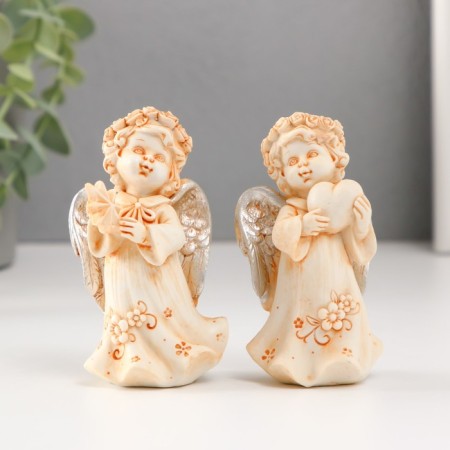 Souvenir Polystone "Angel in a flower dress and a wreath with silver wings" mix 8.5 cm-1
