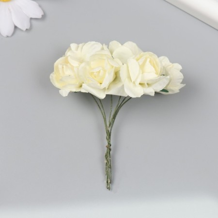 Flowers for decorating "tea roses" 1 bouquet = 6 colors 9.5 cm cream-4
