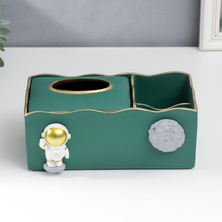 Stand+napkin Polystone "Cosmonaut" dark green 9.5x12x24 cm-3