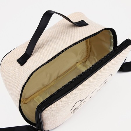 Cosmetic bag with a zipper, with a lining, beige color-2