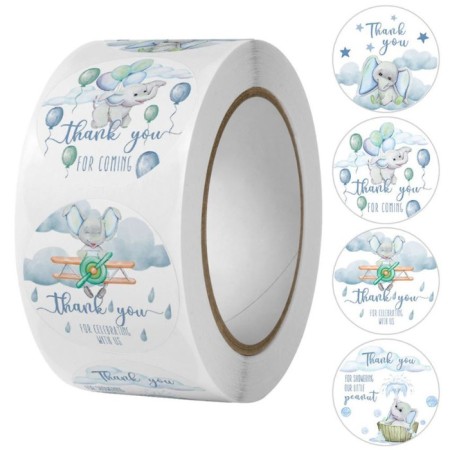 Stick Paper "Cute elephant" d = 2.5 cm 500 pcs in a roll 3x6.5x6.5 cm