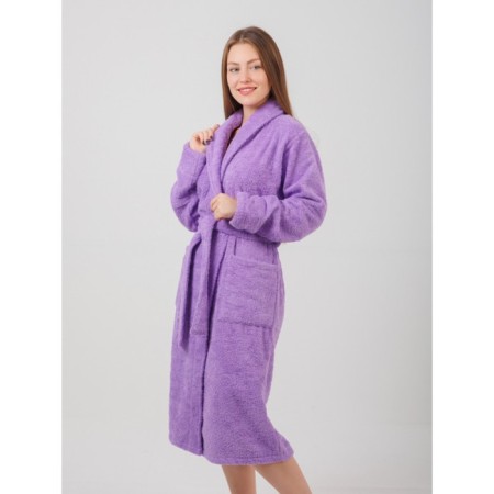 Women's bathrobe, with a shack, size 60-62, lilac color