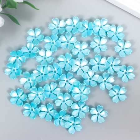 Beads for creativity plastic "Flower Pearl" set 40 pcs Blue 1.5x1.5 cm-2
