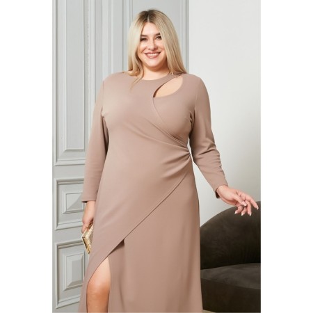 Female dress, size 60, beige color-3