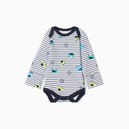 Body baby with a long sleeve, blue color/strip, height 68 cm (3-6 months)