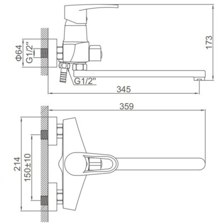 Accoona A7101 bath mixer, one -leaf, with shower set, brass, chrome-3