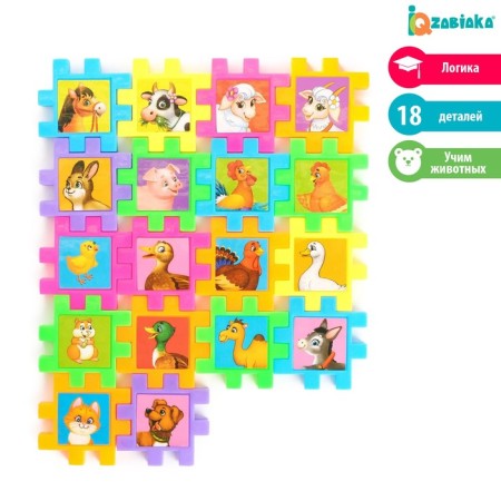 Mosaic designer "My Farm", 18 parts, puzzle, plastic, animals, according to the Montessori method