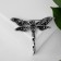 Brooch "Dragonfly" openwork, black-green color in black silver