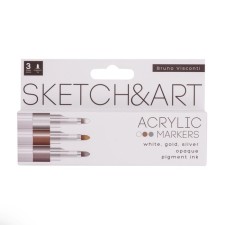 Set of acrylic markers 3 colors Sketch & Art, 1.0-3.0 mm