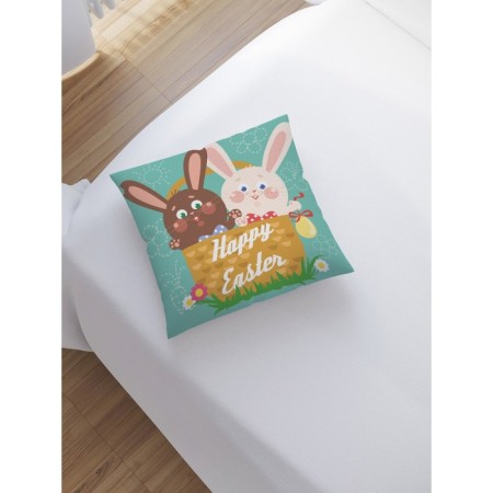Decorative pillowcase "Bunnies in the basket", on a zipper, size 45x45 cm-1