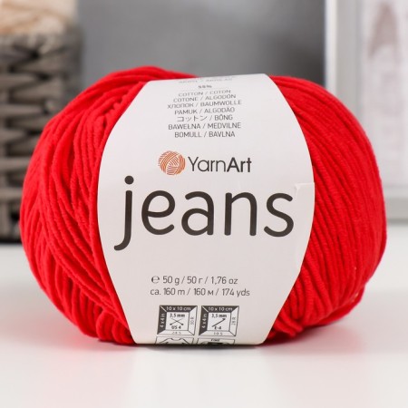 Yarn "jeans" 55% cotton, 45% acrylic 160m/50g (90 yoke cherries)-4