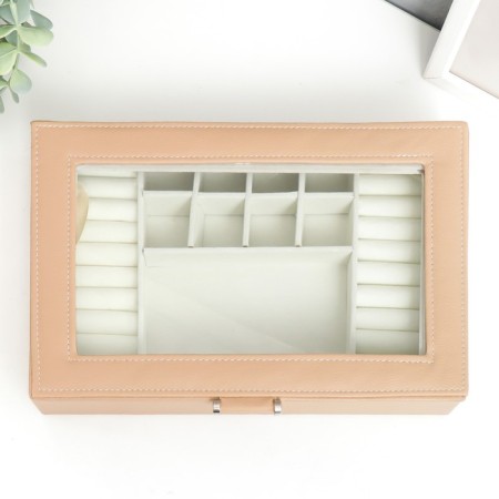 Casket to the leatherette for jewelry "Hamptons" beige 5.5x27x18 cm-2