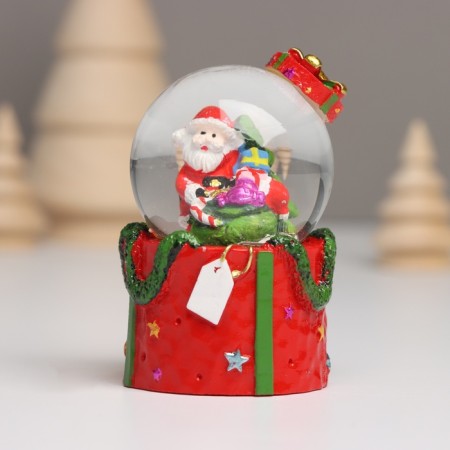 Souvenir Polystone Water Ball Light "Santa Claus. Gift" MIX 4.5x4.5x7.5 cm-7