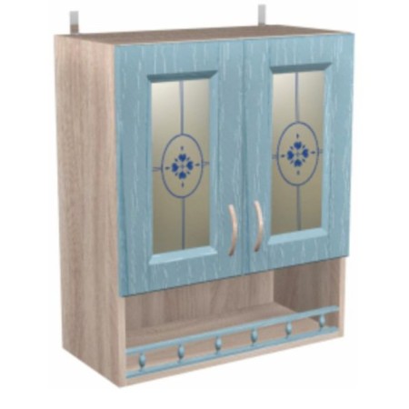 Cabinet-alarm cabinet with a country shelf 600x300x720 dairy oak/blue
