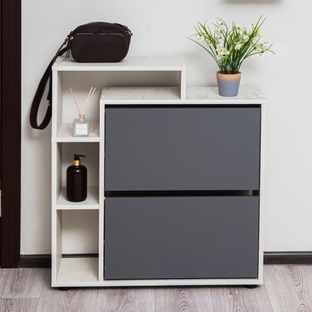 Vertical shoe ultra plus, 750 × 246 × 859 mm, 2 sections, color of oak craft white / graphite-5