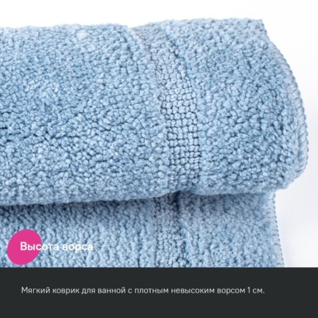 A set of mats for the bathroom IDDIS, 65x45 cm, 45x45 cm, microfiber, blue color-4