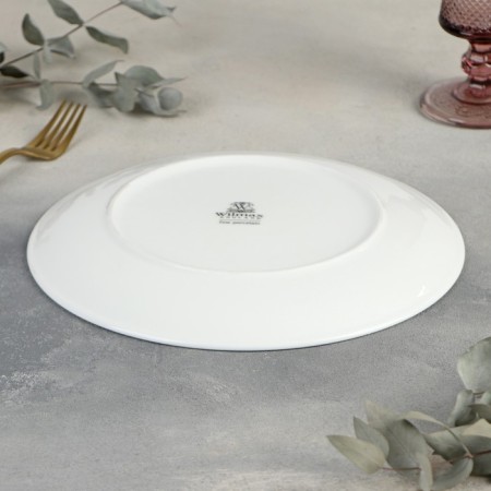 Porcelain plate lunch with a thickened edge Wilmax Olivia Pro, D = 25.5 cm, white color-2
