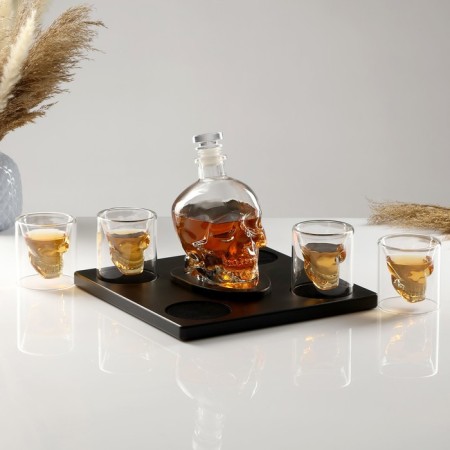 Mini -bar skull, on a stand, skeleton - 750 ml, glasses - 130 ml, 28.5 x 28.5 x 18.5 cm