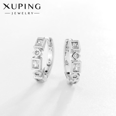 Cooping earrings Xuping satellite, white color in silver, d = 1.5 cm