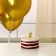 Set of candle in a cake + 5 balls, number 9, gold