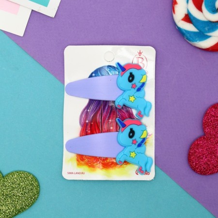 Invisibility for hair "Loli" (set 2 pcs) unicorns with a star, 5.5 cm, blue-2