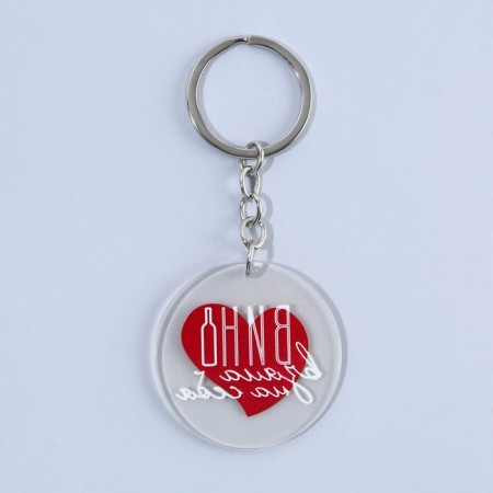 Acrylic keychain with a joke "Wine took over", Diam. 4.5 cm-3