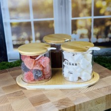 Lenardi spices set, with spoons, on a stand, 3 items