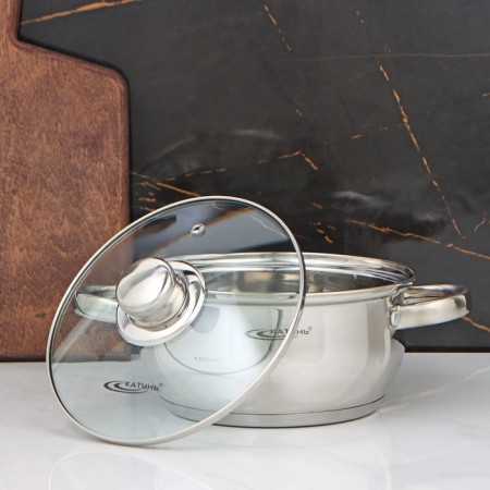 Gretta pan, 2.2 l, d = 18 cm, capsule, glass cover, induction-1