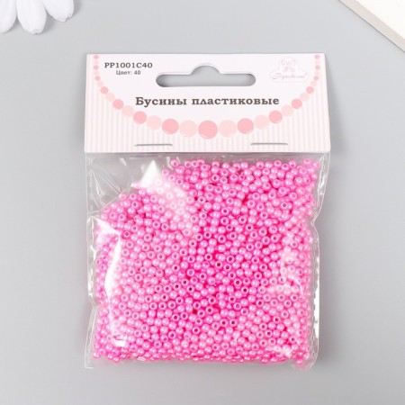 Set of beads "needlework" plastic, diameter 3 mm, 25 g, bright pink-2