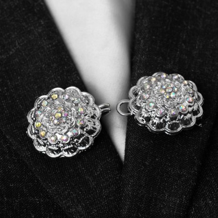 Cardigan clamp "Opener", Rainbow color in silver-1