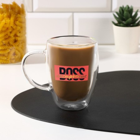 Double bottom mug “Boss mood”, 300 ml-1