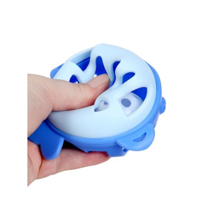 Silicone teether for teeth with a rattle "Fish", in the case, blue color, crumb I-4