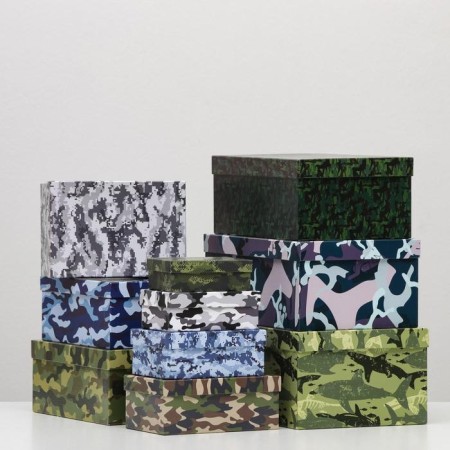 A set of boxes 10 in 1 Militari 2, 30.5 x 20 x 13 - 12 x 6.5 x 4 cm