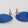 Earrings Metal "Azelia" curved circles, blue color in gold