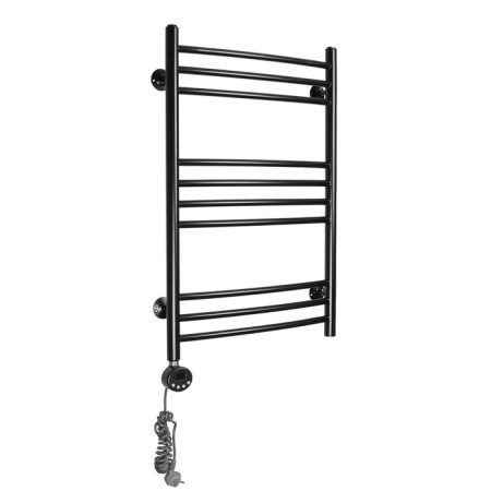Domoterm electric heated towel rail "Calipso" P10, 500x800 mm, left, black matte