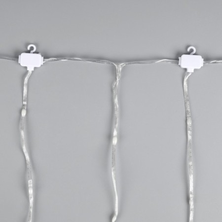 Smart garland "Curtain" 2 × 1.5 m dew, IP20, silver thread, 300 LED, remote control, application, glow RGB, USB-8