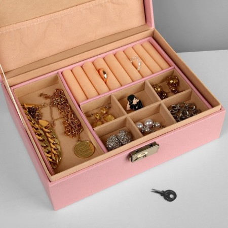 Strack for jewelry "Casket" A removable stand, 17 × 23 × 8.5 cm, pink color-1