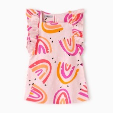 Dress for girls, pink color/rainbow, height 110 cm