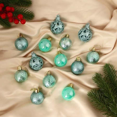 Set of balls plastic D-4 cm, 30 pcs "Melody" Ornament, Green