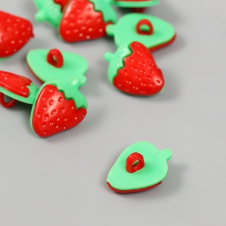 Set of buttons of decorative plastic "Red strawberry" set 10 pcs 2.1x1.5 cm-1