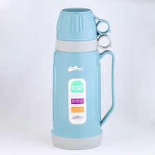 Thermos 1 l, with a glass flask, retains heat 12 hours, with a mug, blue